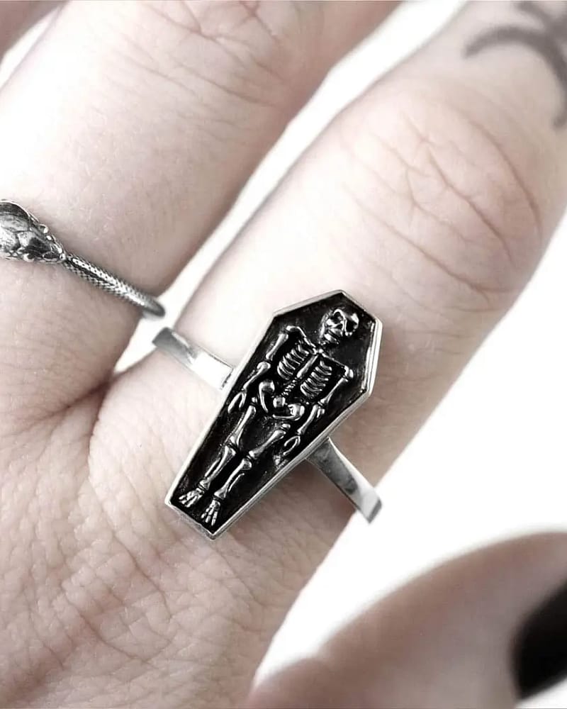 Coffin & Bone Silver Ring