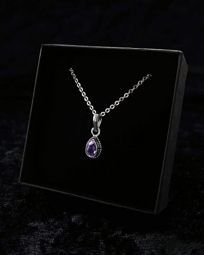 Indra Amethyst Crystal Sterling Silver Necklace