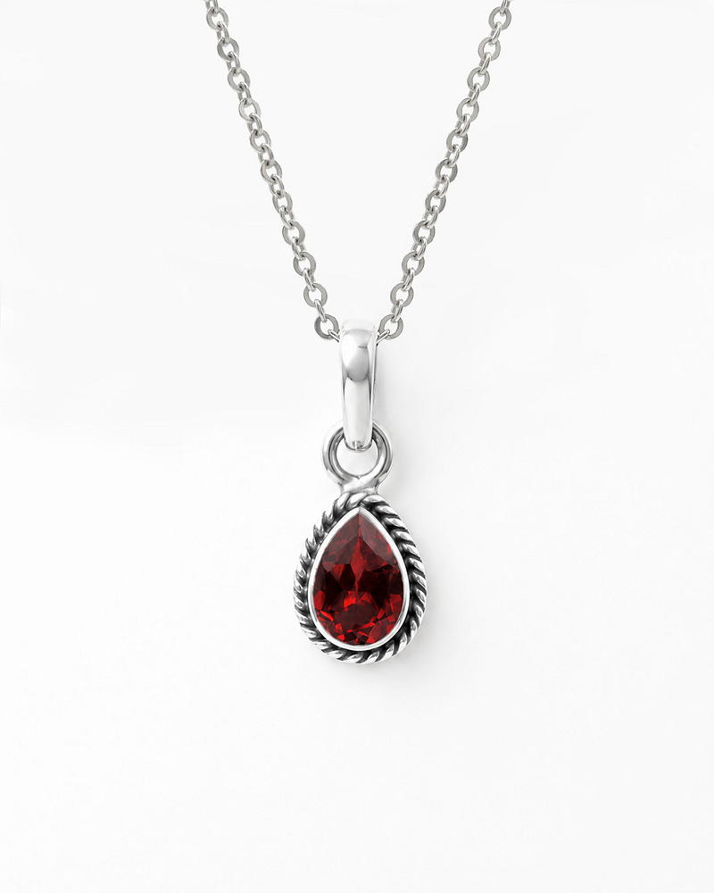 Indra Garnet Crystal Sterling Silver Necklace