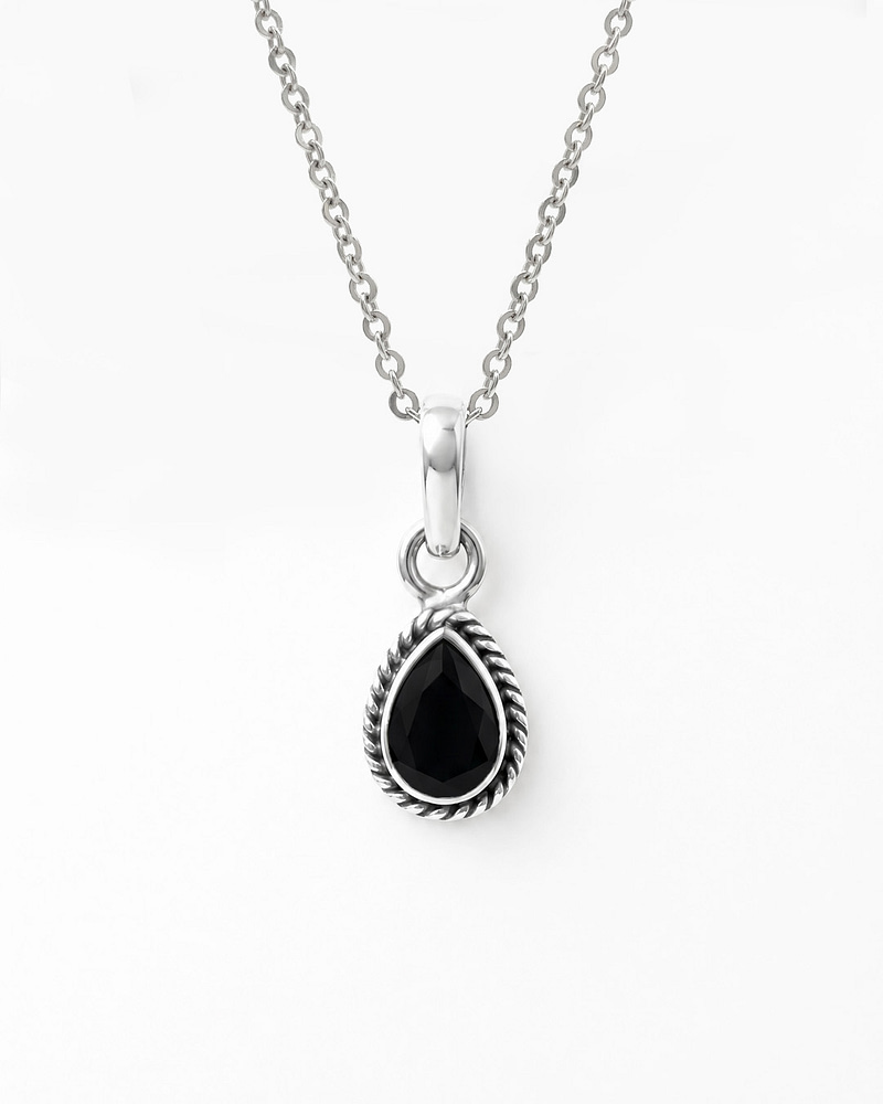 Indra Onyx Crystal Sterling Silver Necklace