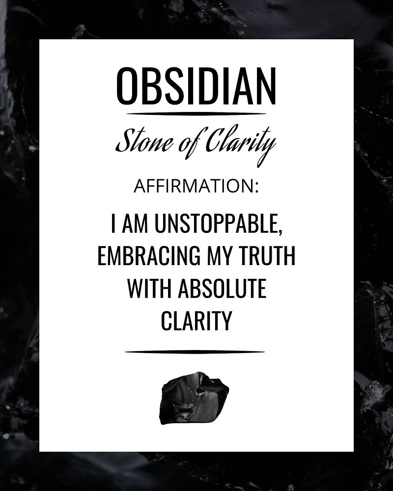 Obsidian Affirmation Card for Obsidian Crystals