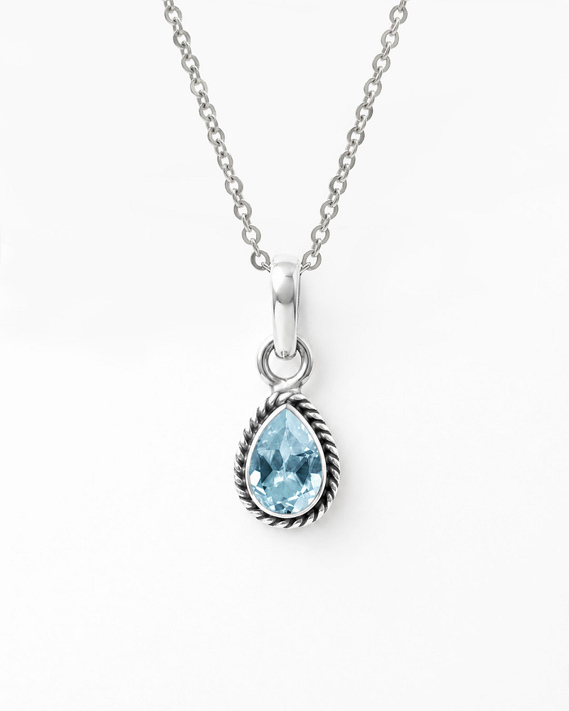 Indra Blue Topaz Crystal Sterling Silver Necklace