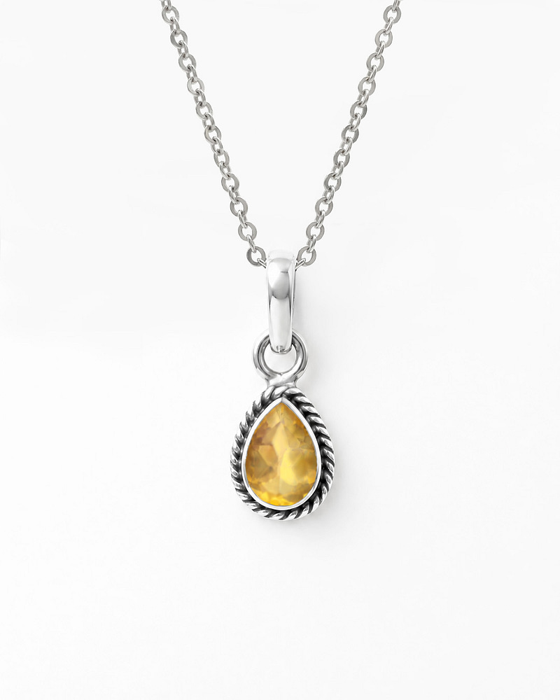 Indra Citrine Crystal Sterling Silver Necklace