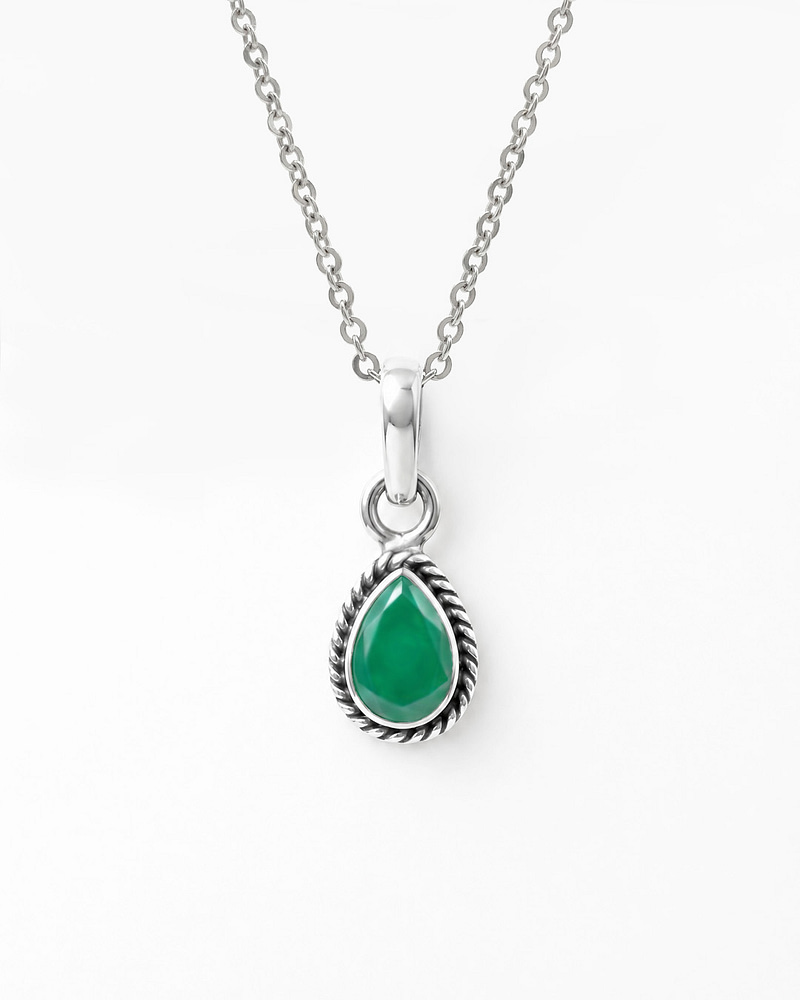 Indra Green Onyx Crystal Sterling Silver Necklace