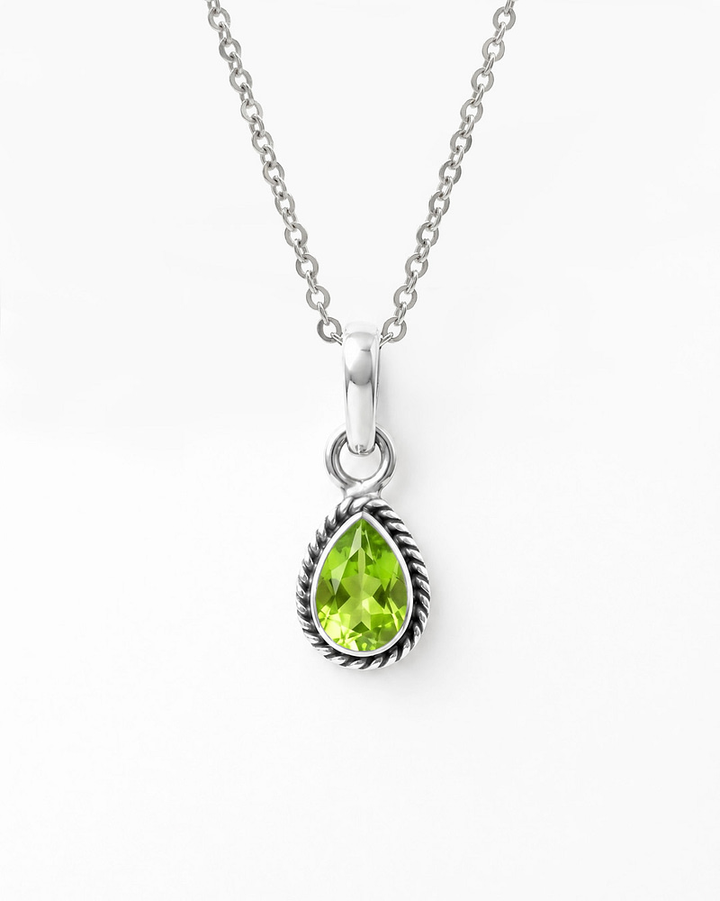 Indra Peridot Crystal Sterling Silver Necklace