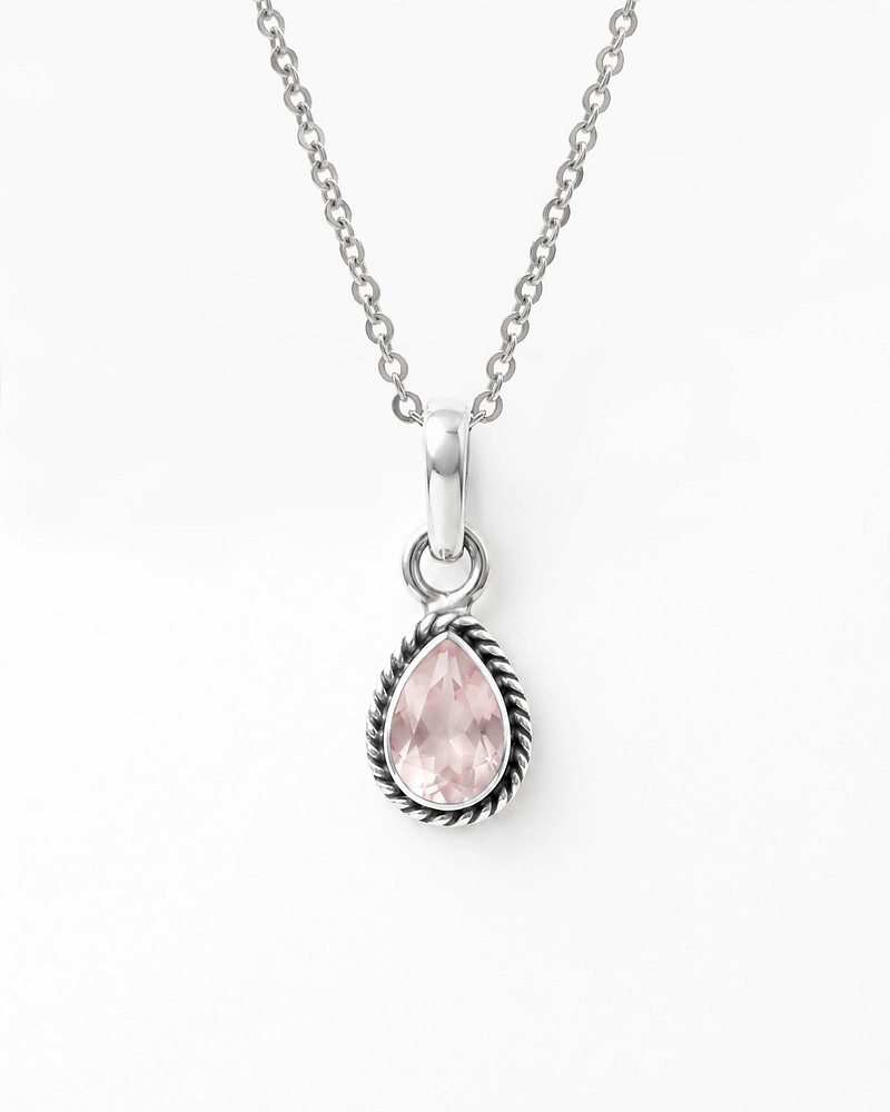 Indra Rose Quartz Crystal Sterling Silver Necklace