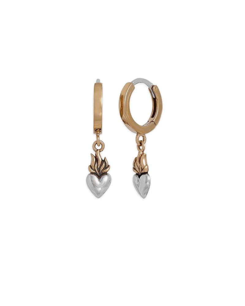 Sacred Heart Hoop Earrings Bronze