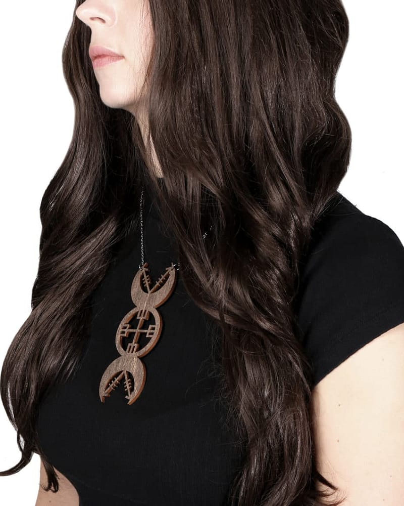 Norse Priestess Brown Wooden Necklace