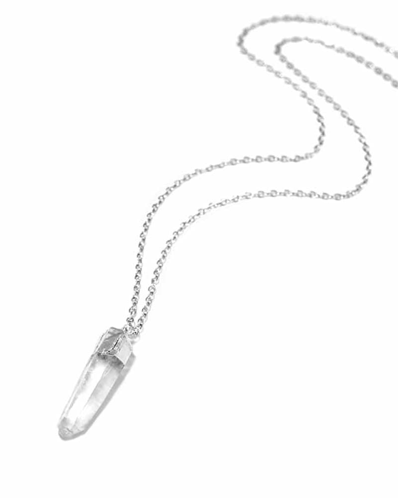 Silver-dipped Clear Quartz Necklace