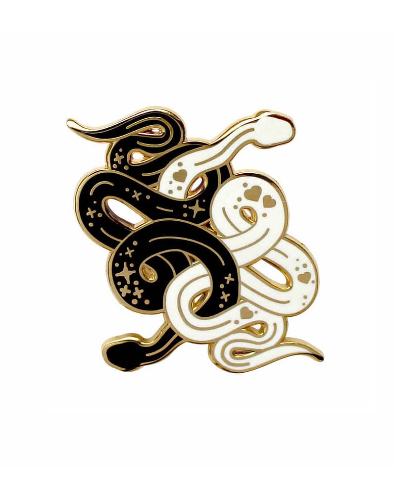 Black & White Snakes Enamel Pin By Glitter Punk