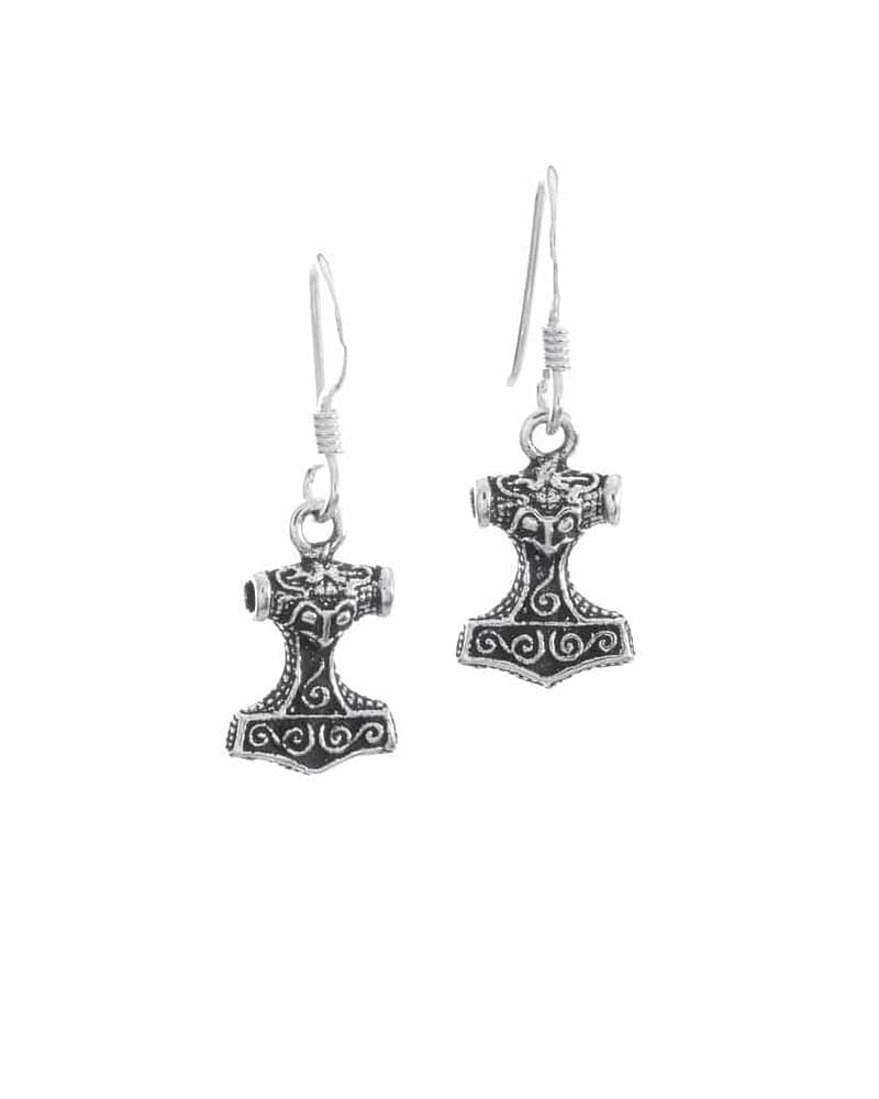 Thors Hammer Silver Earrings