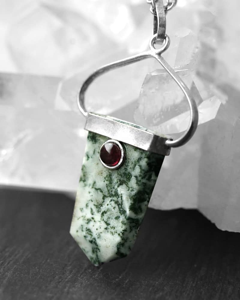 Warrior Woman Moss Agate Necklace