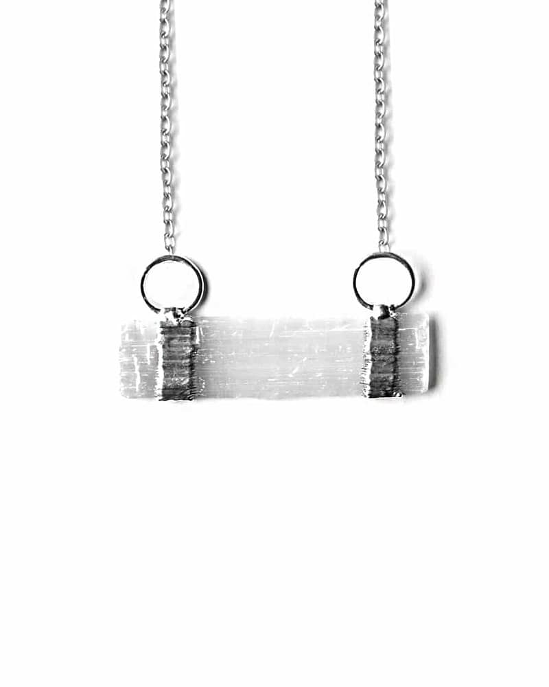Elevate Selenite Silvertone Necklace