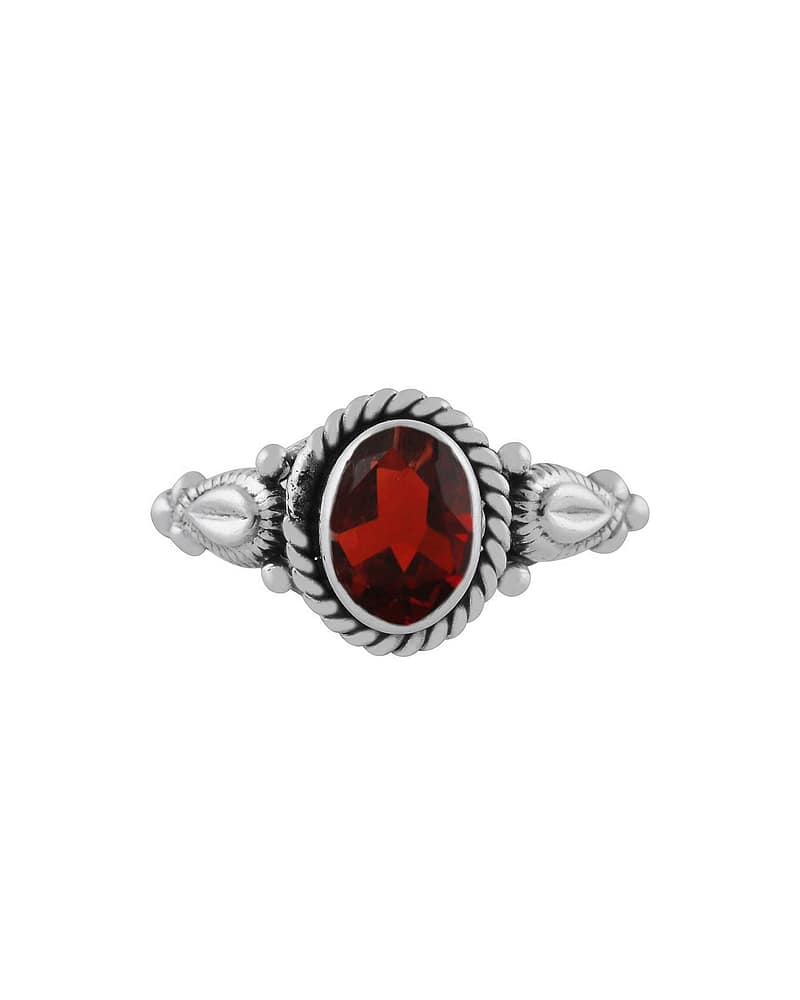 Ganya Garnet Cut Stone Silver Ring