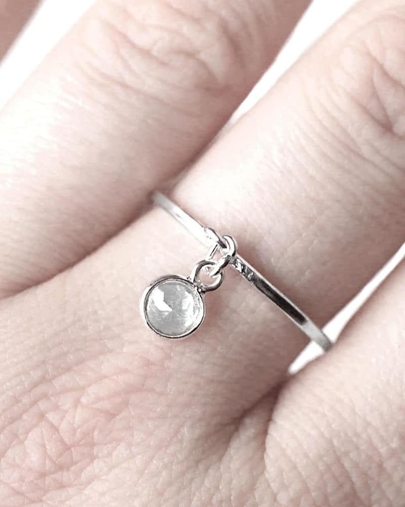 Nyx Clear Quartz Silver Cut Stone Ring
