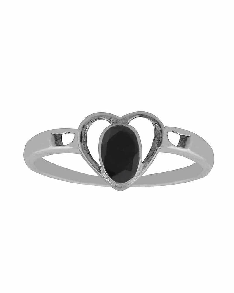 Kardia Onyx Silver Cut Stone Ring