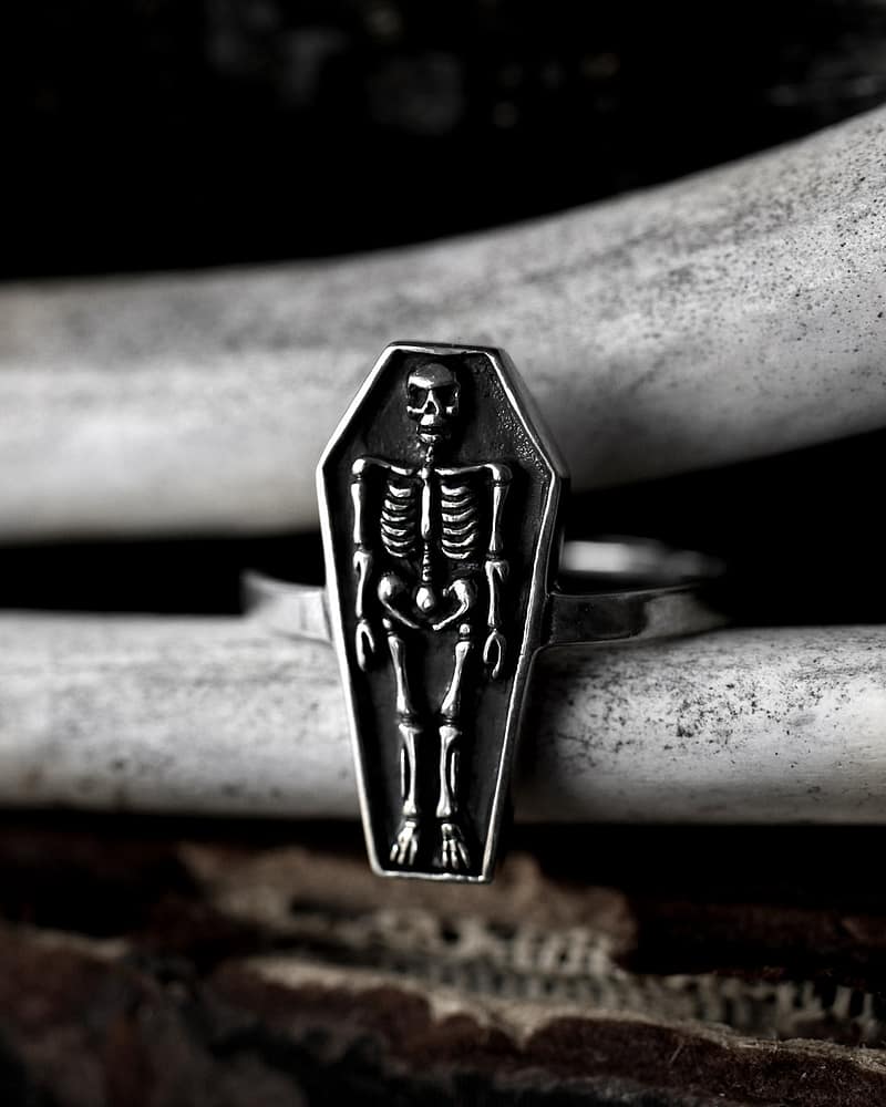 coffin-and-skull-silver-ring-close-up-hellaholics