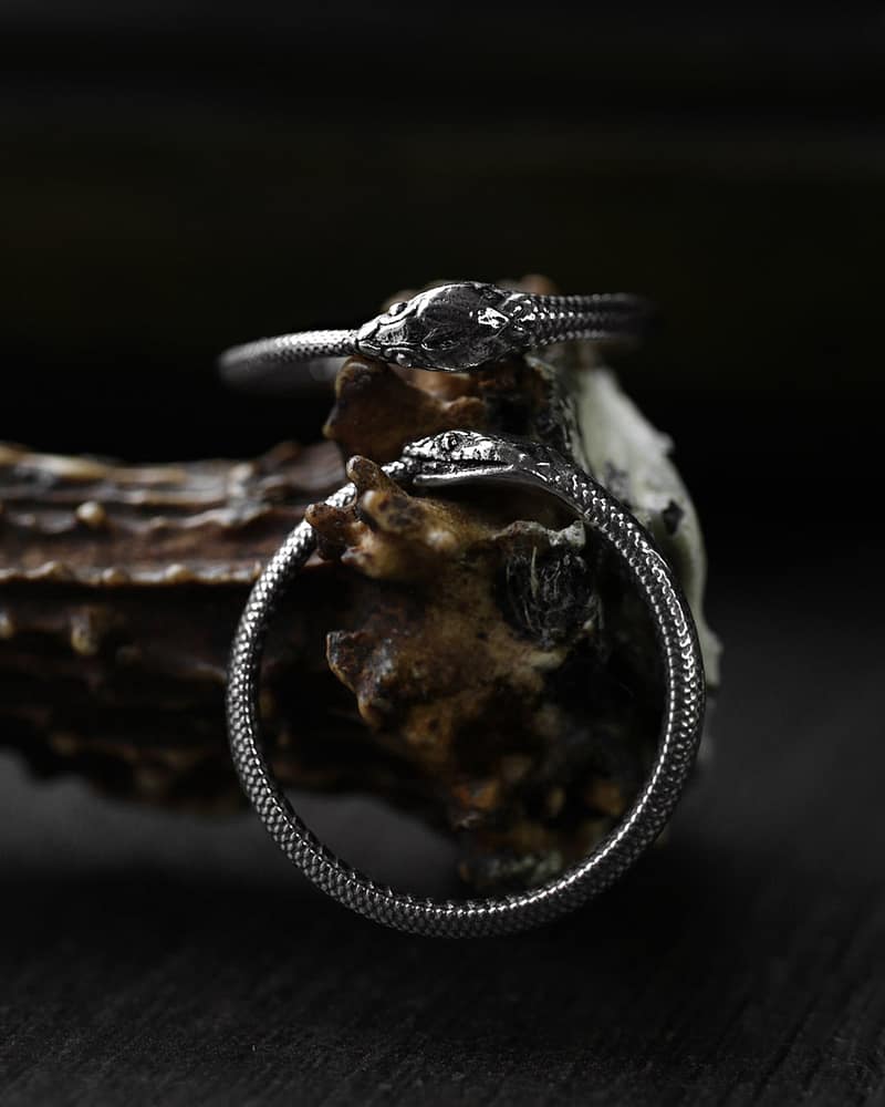 Silver Ouroboros Ring Snake