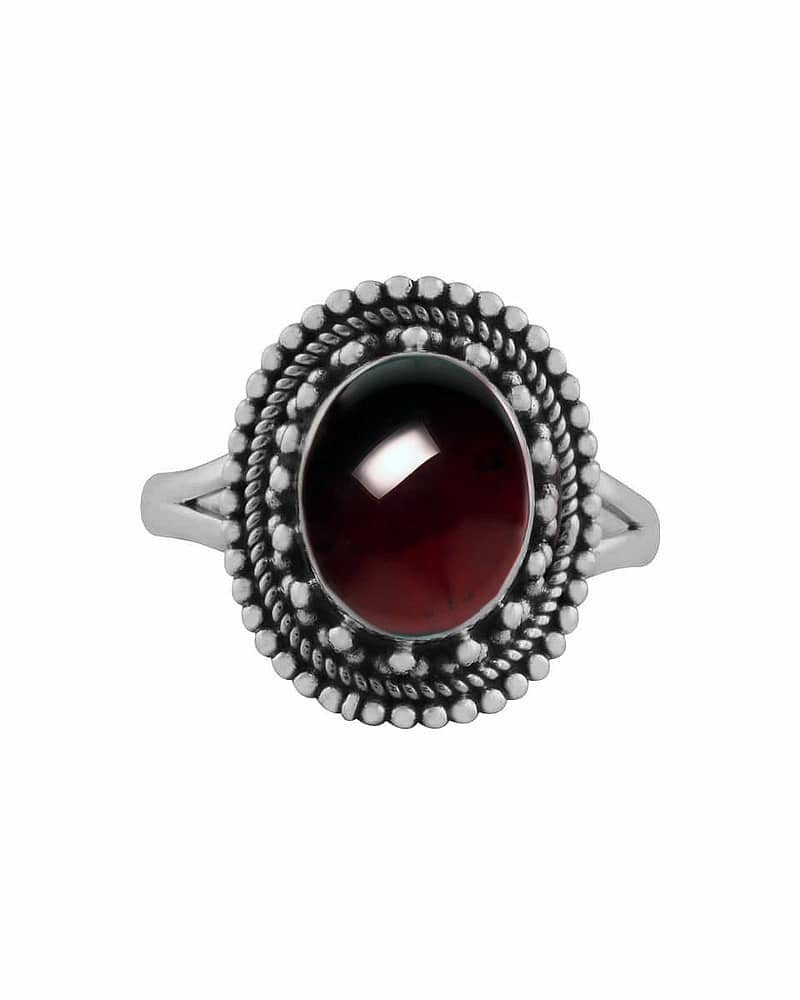 Nathalia Vintage Garnet Silver Ring