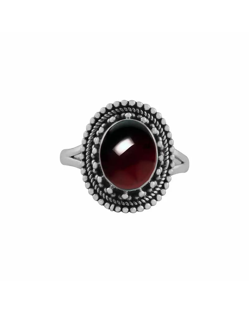 Nathalia Vintage Garnet Silver Ring