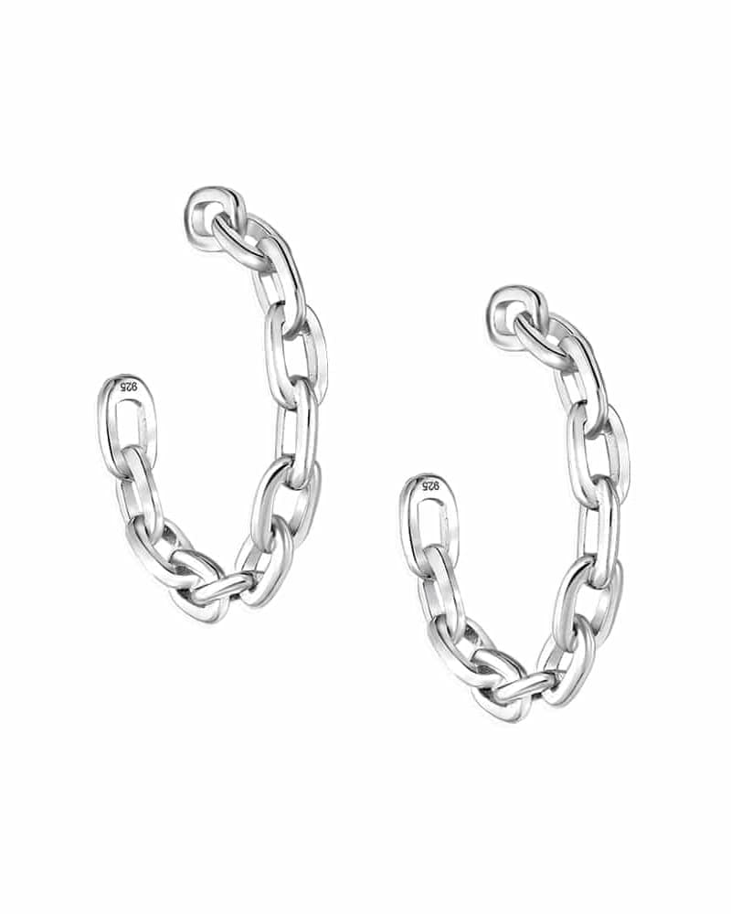 Bold Chain Sterling Silver Hoop Earrings