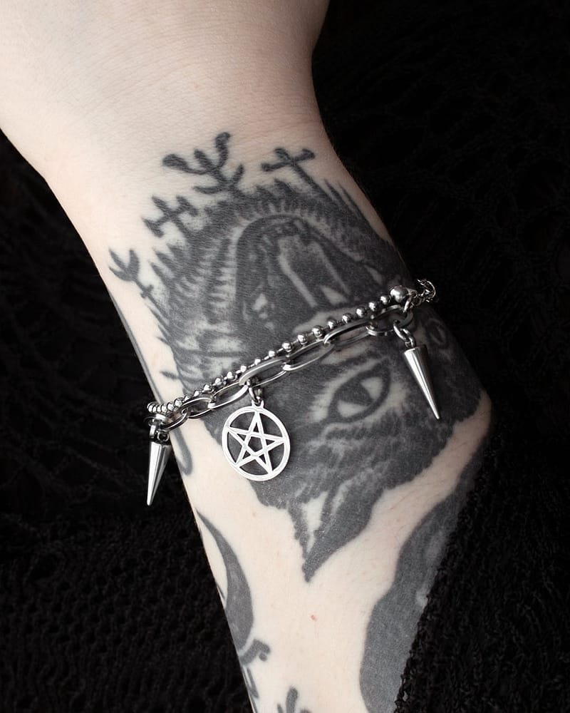 Page Stainless Steel Pentagram Charm Bracelet