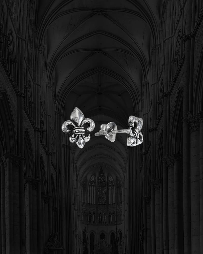 Fleur De Lis Earrings Silver Studs