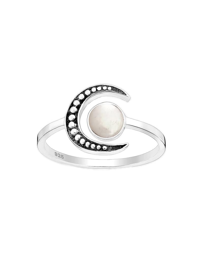 Madrona Mother of Pearl Ring with Moon Silver