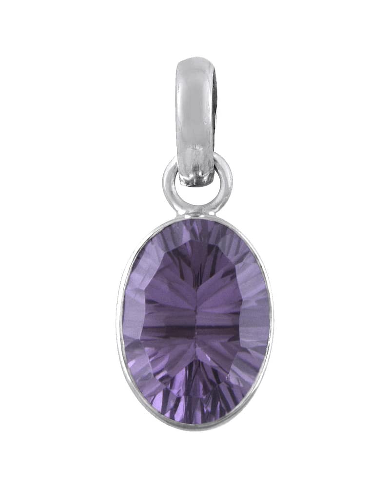 Ivy Large Oval Silver Amethyst Necklace