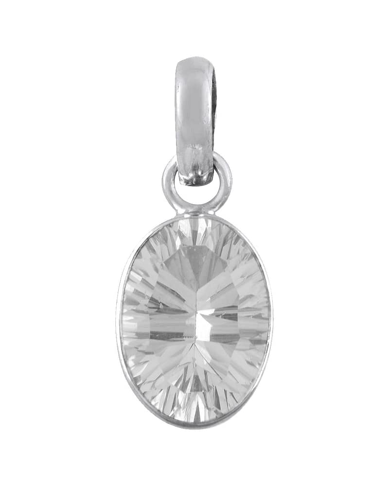 Ivy Large Oval Silver Clear Quartz Necklace