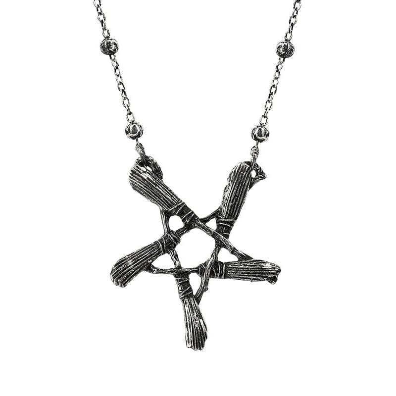 Broom Pentagram Pendant Necklace