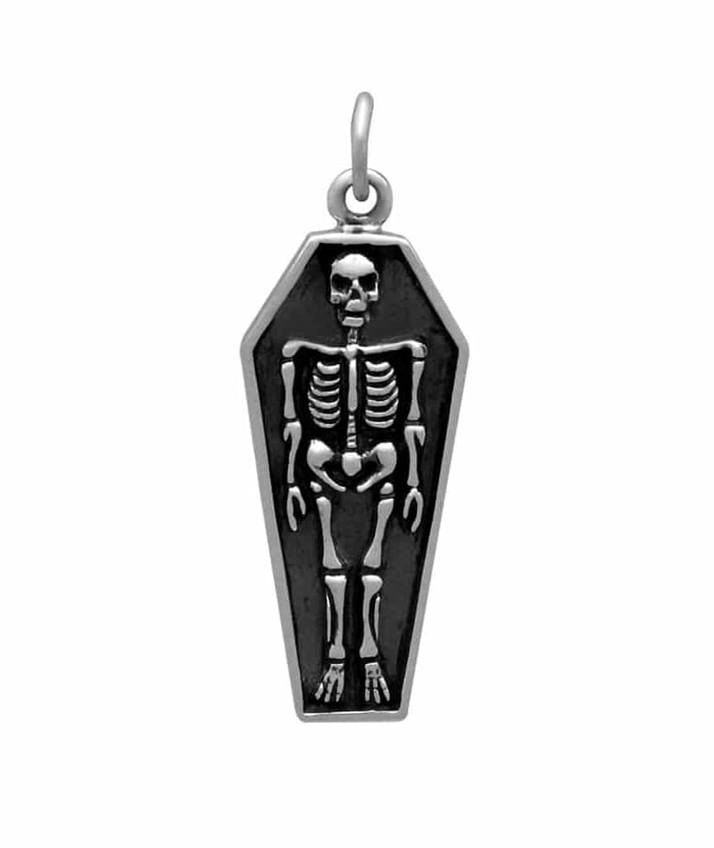 Coffin & Bone Silver Necklace