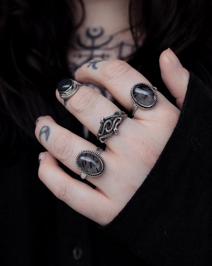 gaia-rutile-sterling-silver-rings-duo-serpent-snake-hellaholics