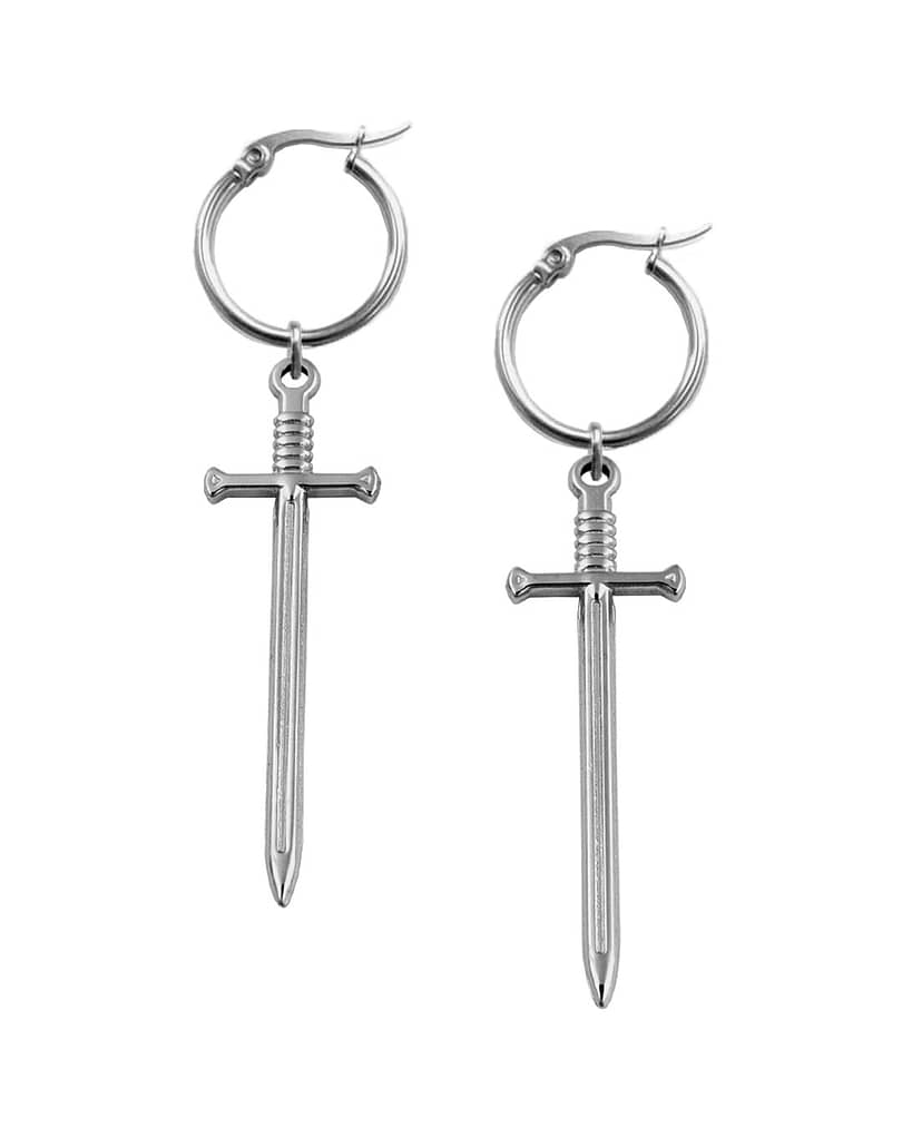 gramr-stainless-steel-sword-earrings-front-hellaholics