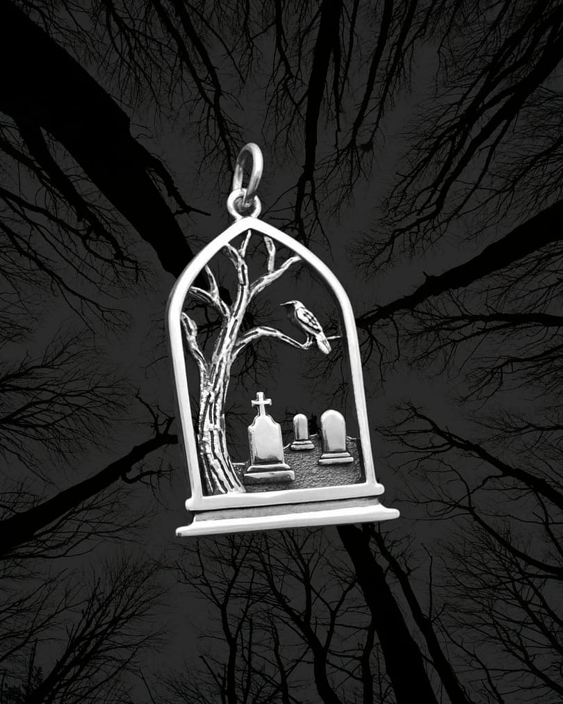 gothic-arch-graveyard-view-silver-necklace-perspective-dark-hellaholics