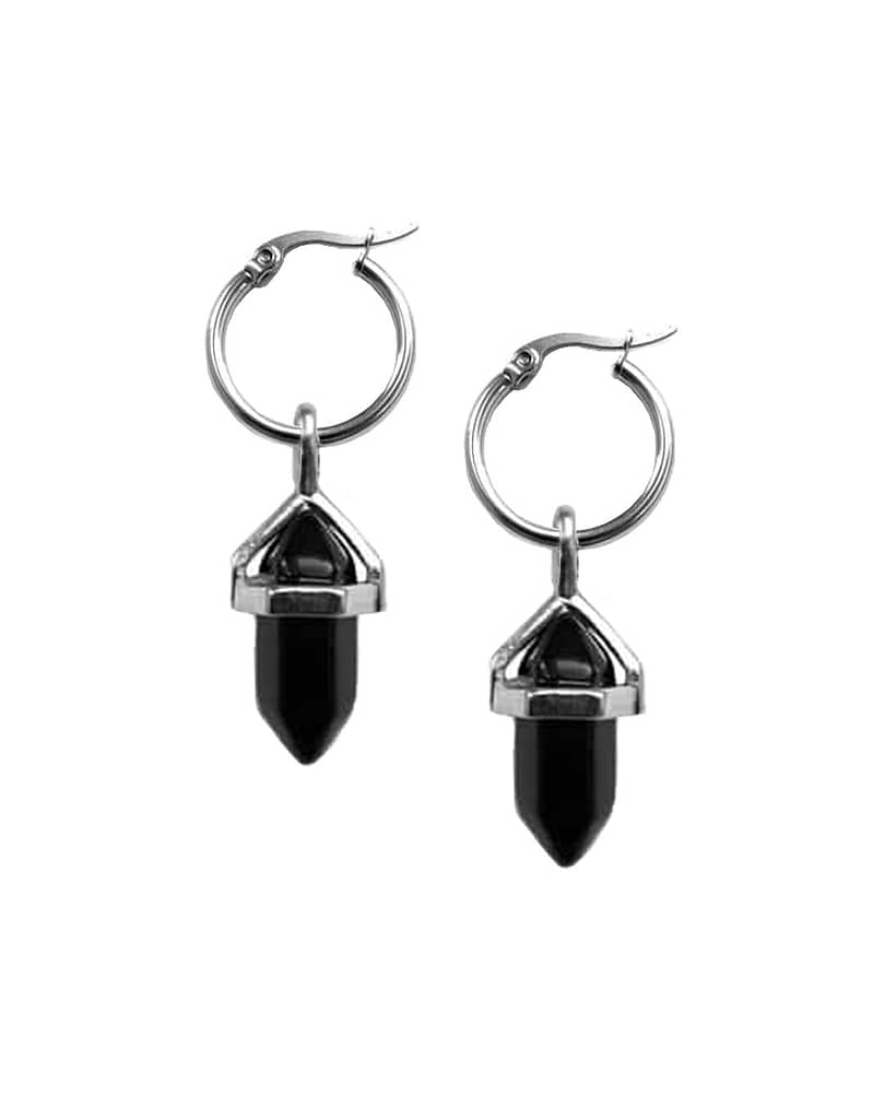 obsidian-earrings-stainless-steel-hoops-front-hellaholics