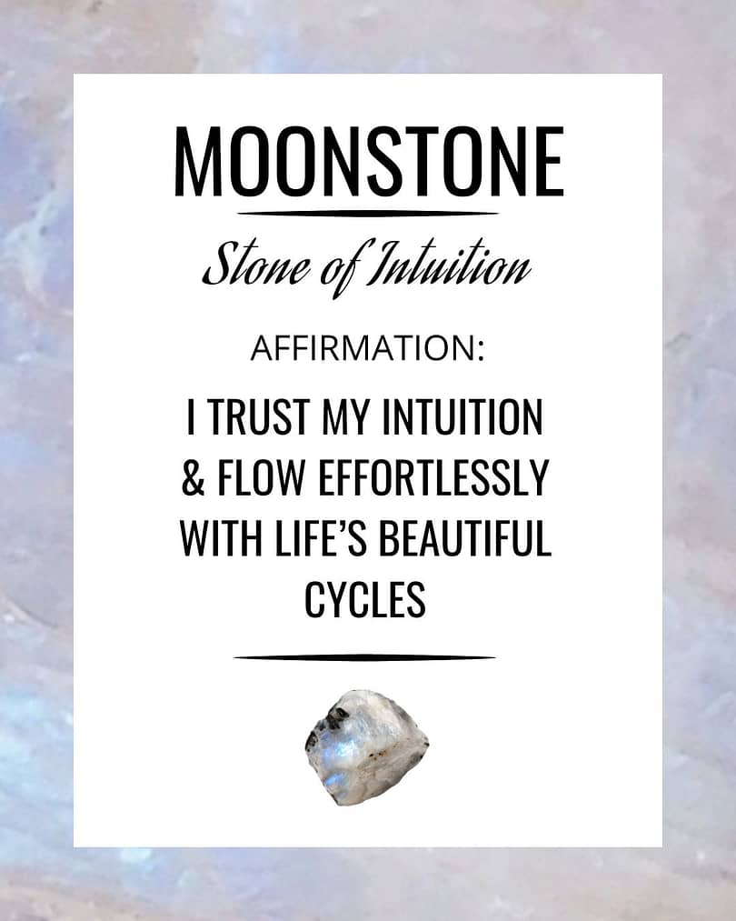 Moonstone Affirmation Card for Moonstone Crystals