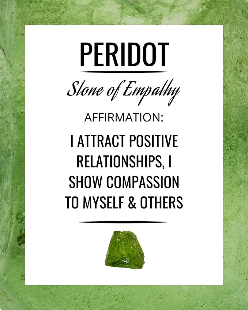 Peridot Affirmation Card for Peridot Crystals