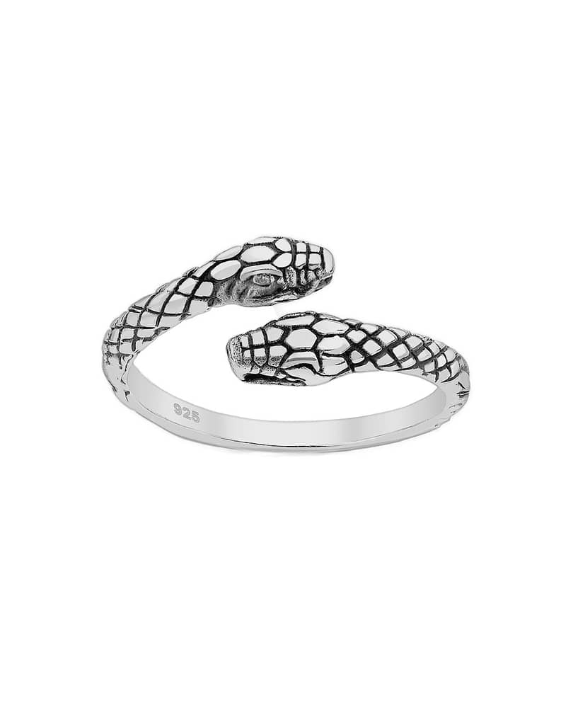 two-headed-adjustable-snake-ring-silver-front-hellaholics