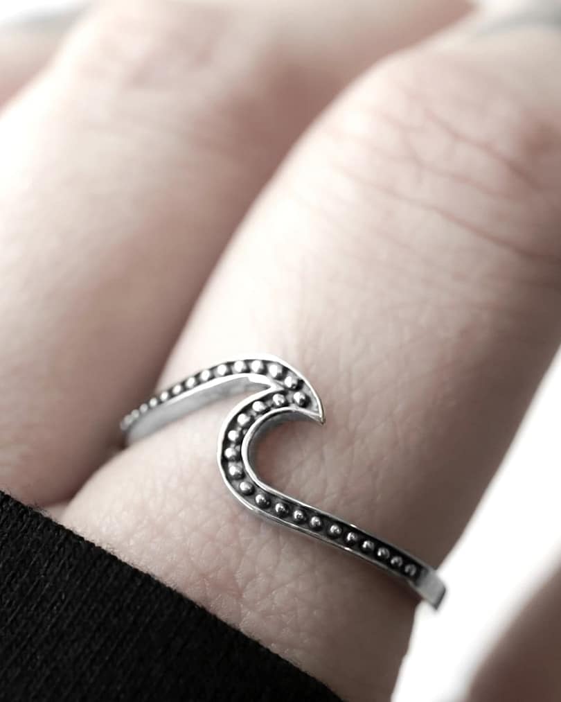 wave silver ring in sterling silver.