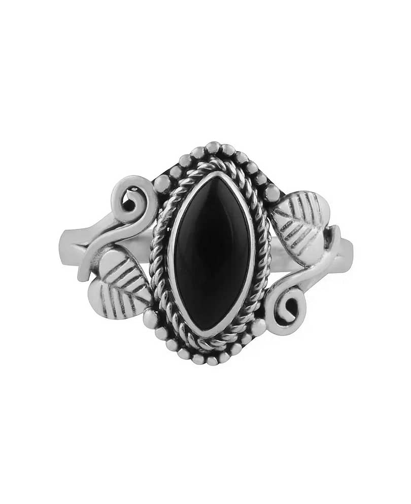 Devana-Black-Onyx-Silver-Leaf-Ring-Hellaholics