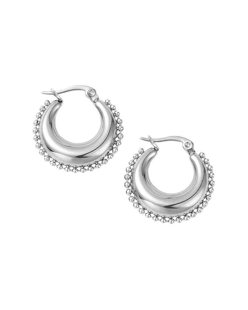 Breanna Beaded Hoops Stainless Steel Hellaholics Breanna Beaded Hoops Stainless Steel Hellaholics