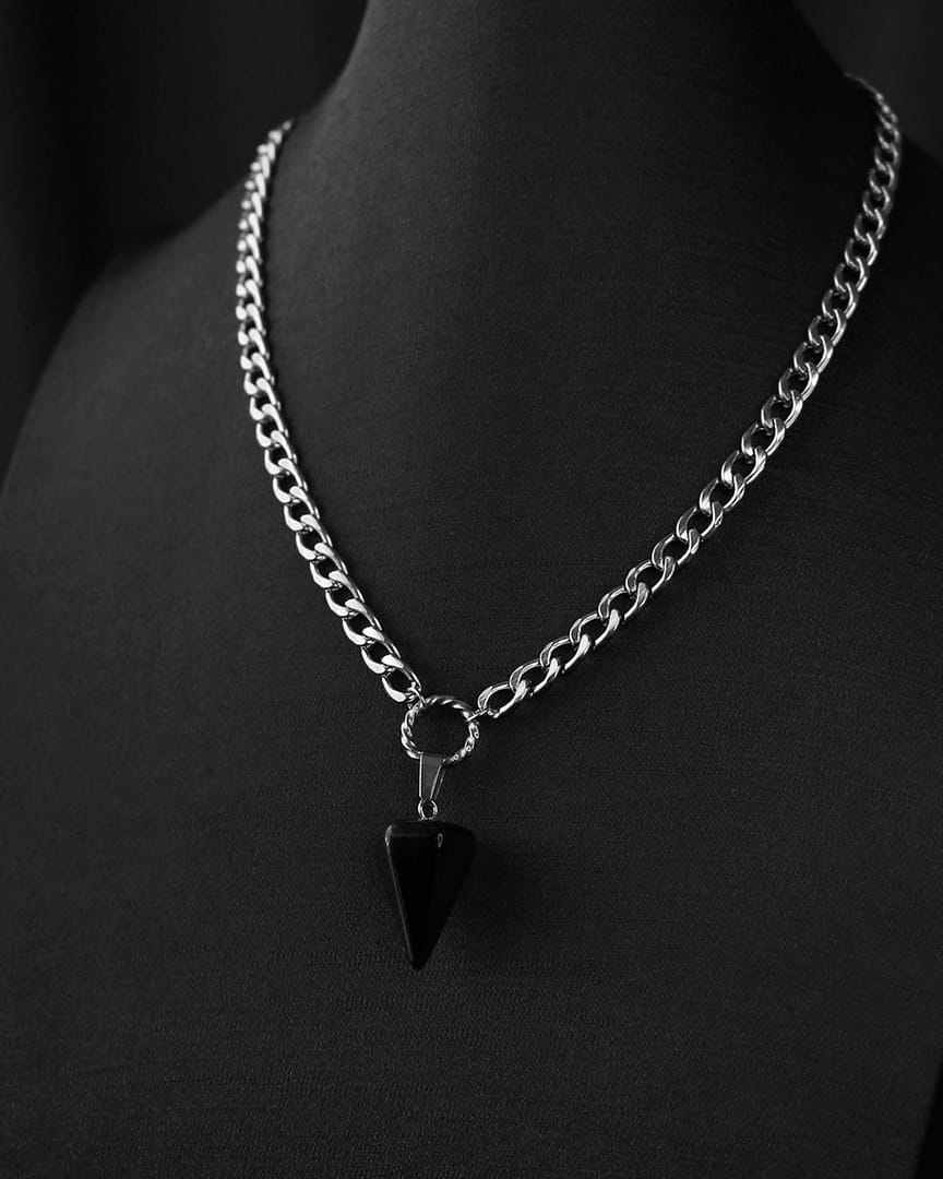 pendulum-black-obsidian-stainless-steel-crystal-necklace-hellaholics-mood pendulum-black-obsidian-stainless-steel-crystal-necklace-hellaholics-mood