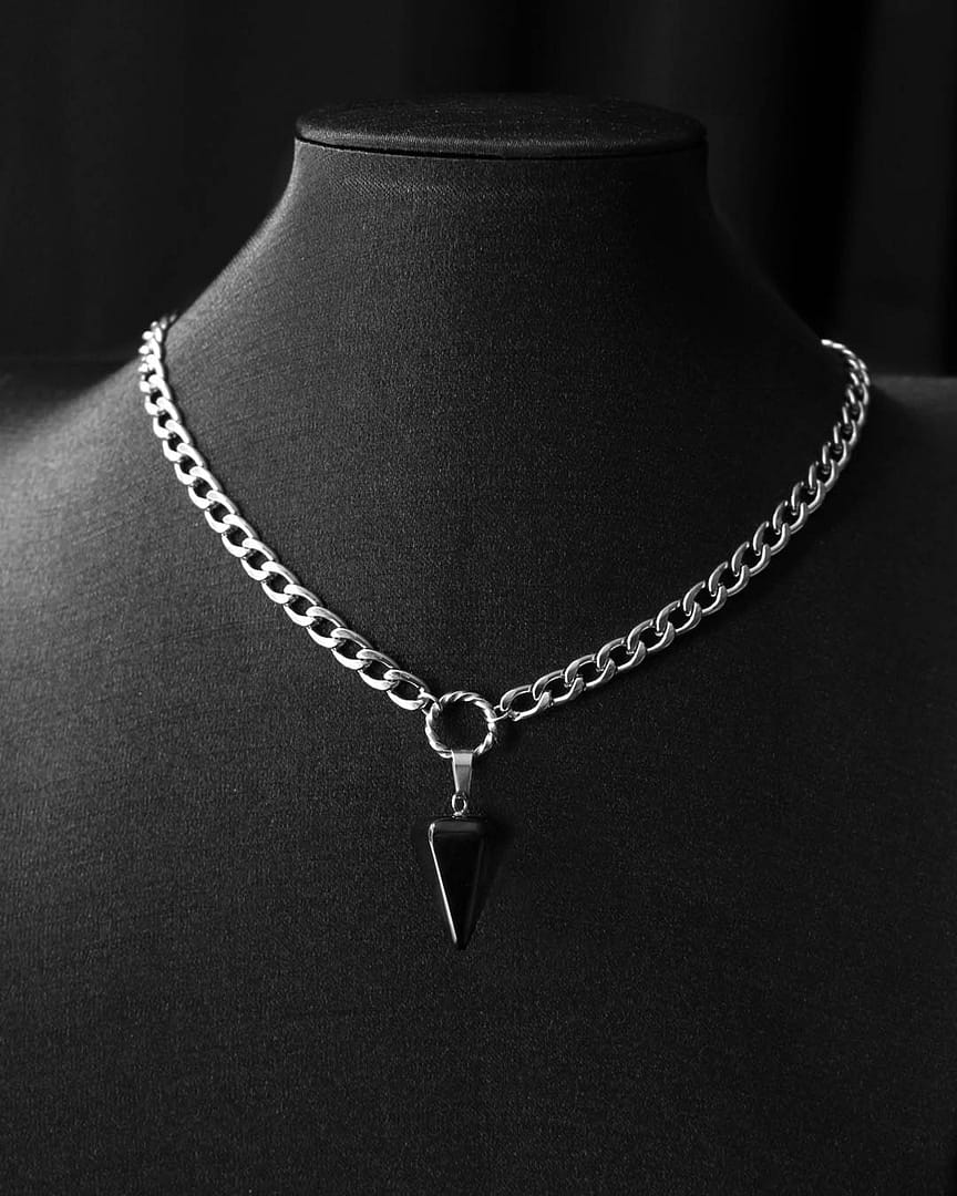 pendulum-black-obsidian-stainless-steel-crystal-necklace-hellaholics pendulum-black-obsidian-stainless-steel-crystal-necklace-hellaholics