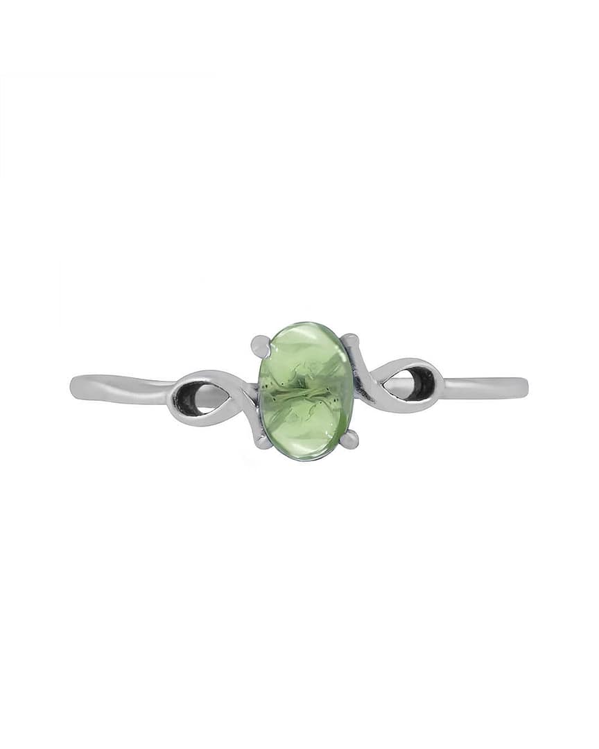 Dione Green Prehnite Silver Stacking Ring Hellaholics Dione Green Prehnite Silver Stacking Ring Hellaholics