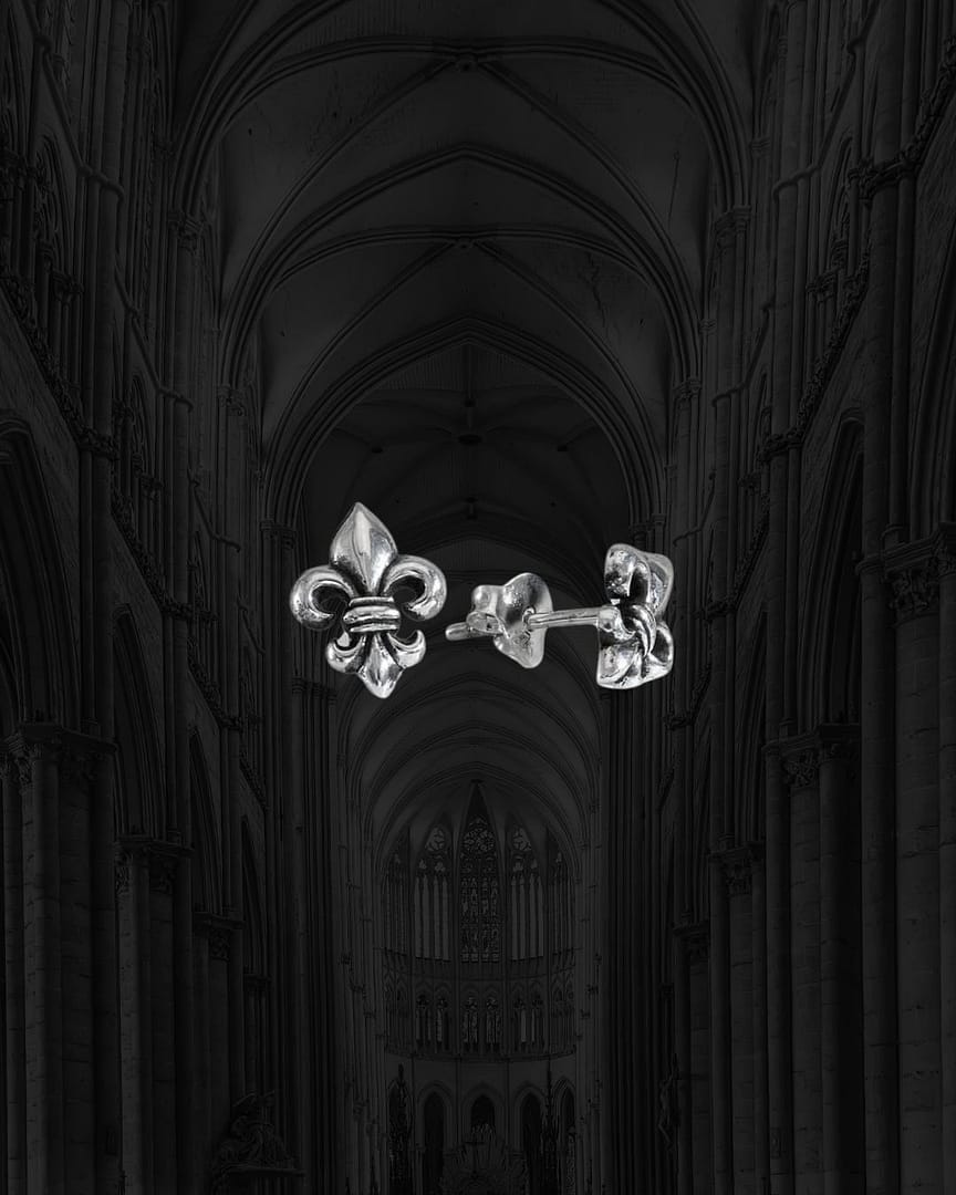 fleur-de-lis-earrings-silver-studs-pair-dark-hellaholics fleur-de-lis-earrings-silver-studs-pair-dark-hellaholics