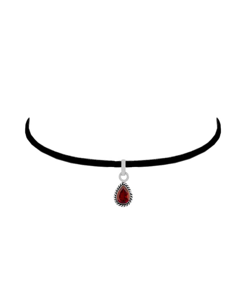 indra-garnet-cut-stone-teardrop-pendant-chocker-hellaholics indra-garnet-cut-stone-teardrop-pendant-chocker-hellaholics