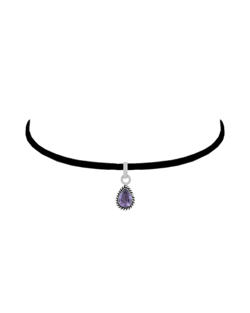 indra-amethyst-cut-stone-teardrop-pendant-chocker-hellaholics indra-amethyst-cut-stone-teardrop-pendant-chocker-hellaholics