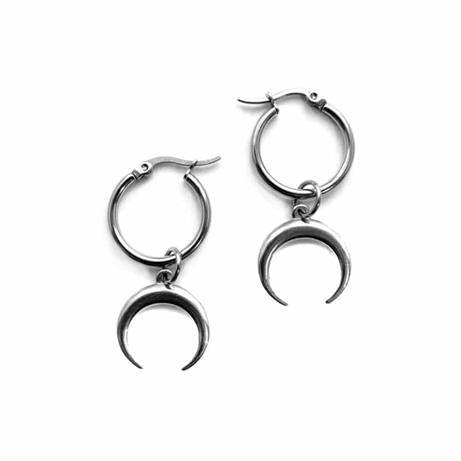 LOUISE Hoop Earrings in Stainless Steel With Round Sequins in 