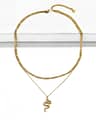 Serpentine Stainless Steel Double Gold Snake Necklace-2